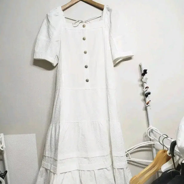 [BUNJANG] Summer Square Neck Tiered Dress / 여름 스퀘어넥 티어드 원피스
