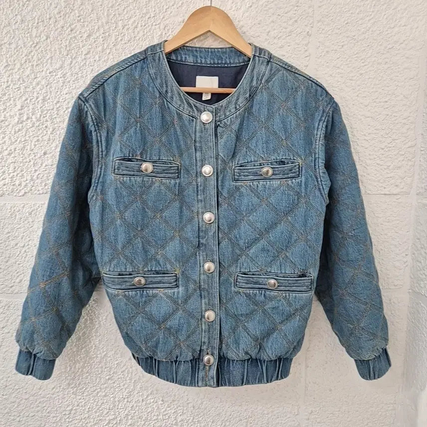 [BUNJANG] H&M Denim Quilting Blouson Jacket / h&m 데님 퀼팅 블루종 자켓