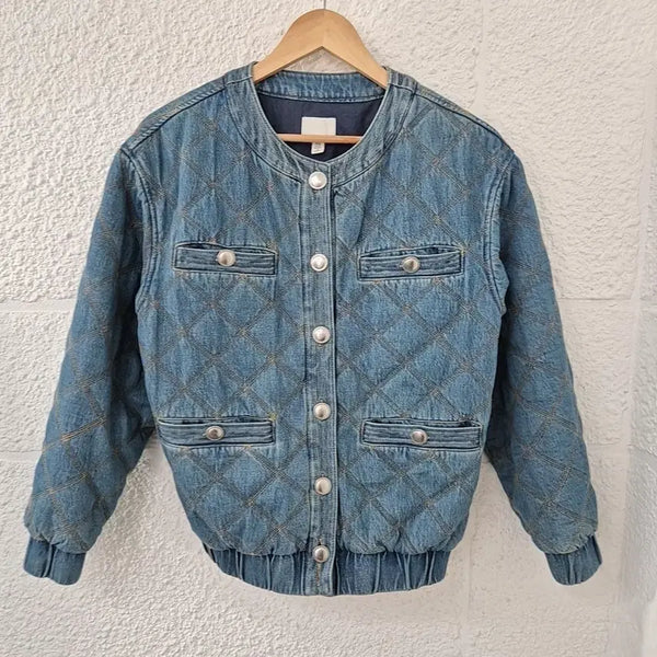 [BUNJANG] H&M Denim Quilting Blouson Jacket / h&m 데님 퀼팅 블루종 자켓