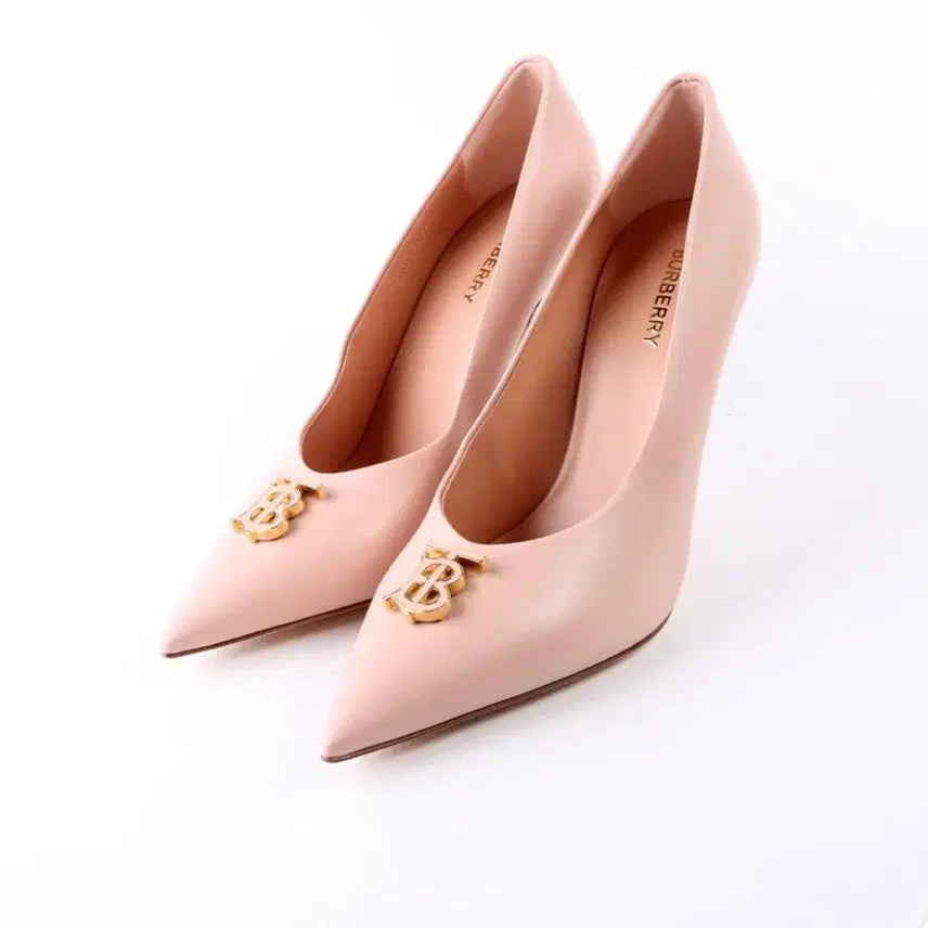 [BUNJANG] Burberry Ezra 100 Monogram Motif Leather Pumps Pink Size 36 / 버버리 구두 새상품 36