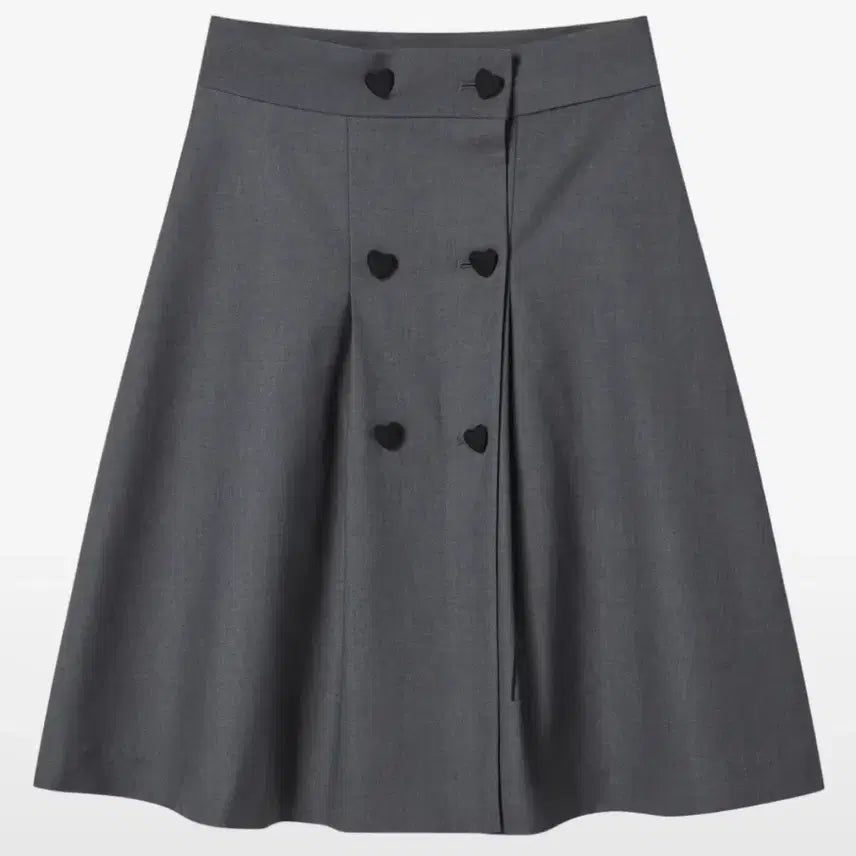 [BUNJANG] Log in & Logi Heart Double Button Point Skirt Charcoal M / 로긴앤로지 하트 더블 버튼 포인트 스커트 차콜 m 새상품