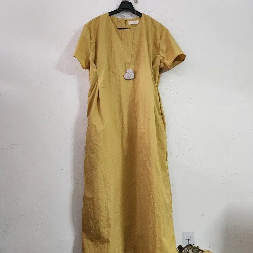 [BUNJANG] Khaki Long Dress / 바스락카키색 롱 원피스
