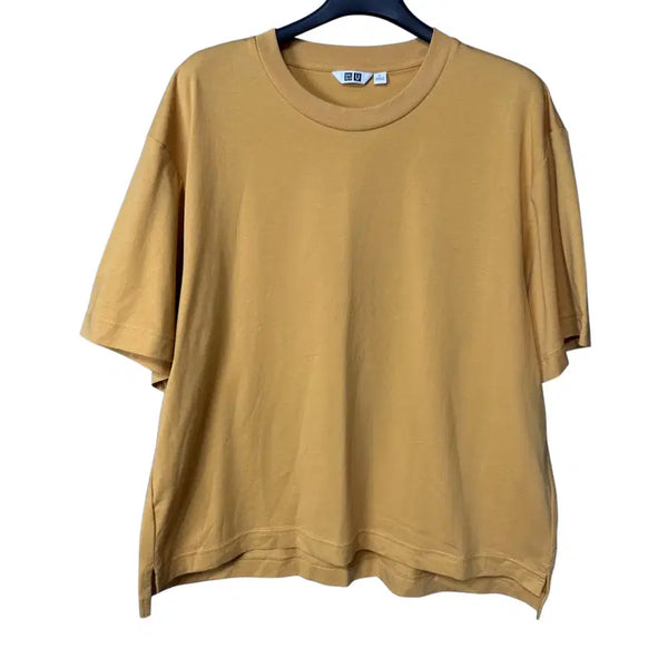 [BUNJANG] Uniqlo U Women's Airism Yellow Short Sleeve T-Shirt / L 유니클로U 여성 에어리즘 옐로우 반팔 티셔츠