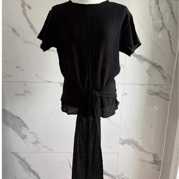 [BUNJANG] Black Short Sleeve Blouse / 여름하객룩 반팔 블라우스 블랙
