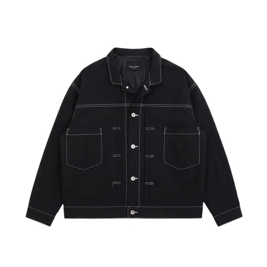 [BUNJANG] Men's Stitch Jacket BK / 남성M/ PAIR 스티치 바스락 자켓BK 22-148