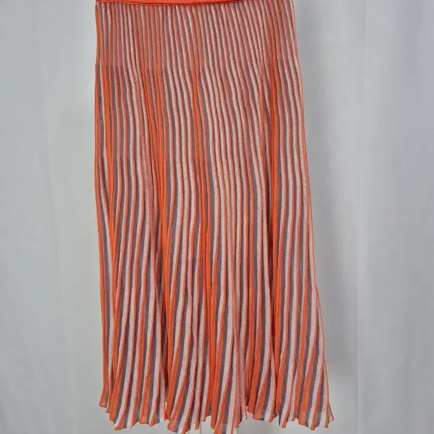 [BUNJANG] 2nd Floor Striped Pleated Long Skirt / 2nd floor 스트라이프 플리츠 스커트