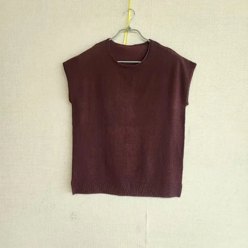 [BUNJANG] Burgundy Knit Short Sleeve T-Shirt / 니트 반팔 티셔츠 버건디