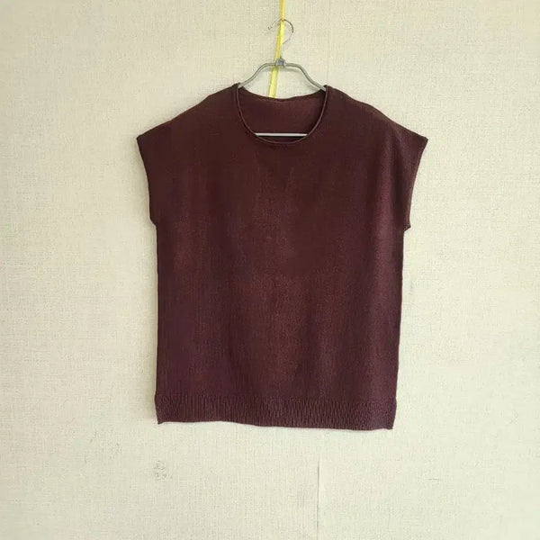 [BUNJANG] Burgundy Knit Short Sleeve T-Shirt / 니트 반팔 티셔츠 버건디