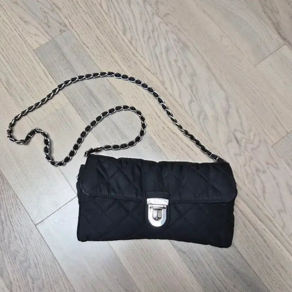 [BUNJANG] Prada Quilted Chain Shoulder Bag Black / 프라다 퀼팅 체인 숄더백 블랙
