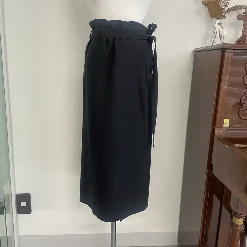 [BUNJANG] HELMUT LANG Black Linen Wrap Skirt / [HELMUT LANG] 블랙 린넨 랩 스커트