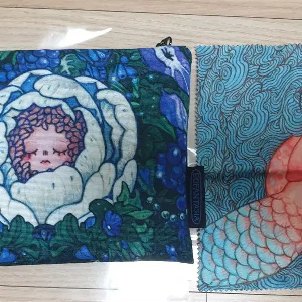 [BUNJANG] Doming Artist Nocturne Peony Art Pouch & Mermaid Goggles Cleaner / 도밍 작가님 야상곡 작약 아트 파우치와 인어 안경닦이 이오환상곡