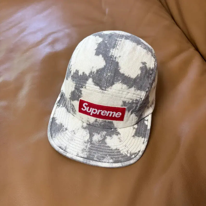 [BUNJANG] Supreme Bleached Denim Box Logo Camp Cap / 슈프림 캠프캡 모자 박스로고 블리치드 데님