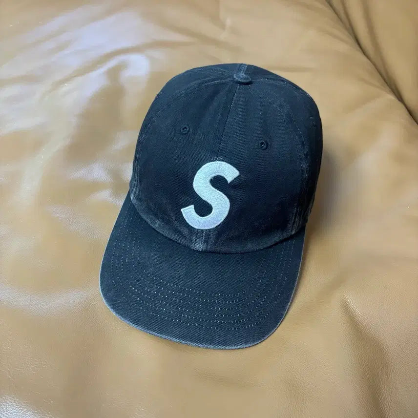 [BUNJANG] Supreme S Logo Pigment Washed 6-Panel Cap Black / 슈프림 S로고 6패널 볼캡 모자 피그먼트 워시드 블랙
