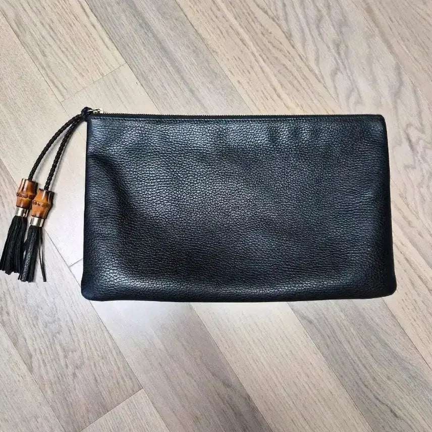 [BUNJANG] Gucci Bamboo Clutch Bag Black Leather / 구찌 뱀부 클러치백 블랙