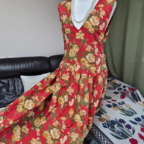 [BUNJANG] Colorblock Floral Layered Two-Way Long Dress / 세련 색감배색 플라워 레이어드 투웨이 롱원피스