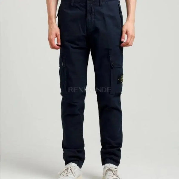 [BUNJANG] Stone Island Navy Brushed Organic Cotton Canvas Slim Fit Cargo Trousers 38" / 네이비 색상의 스톤아일랜드 카고 바지 38인치