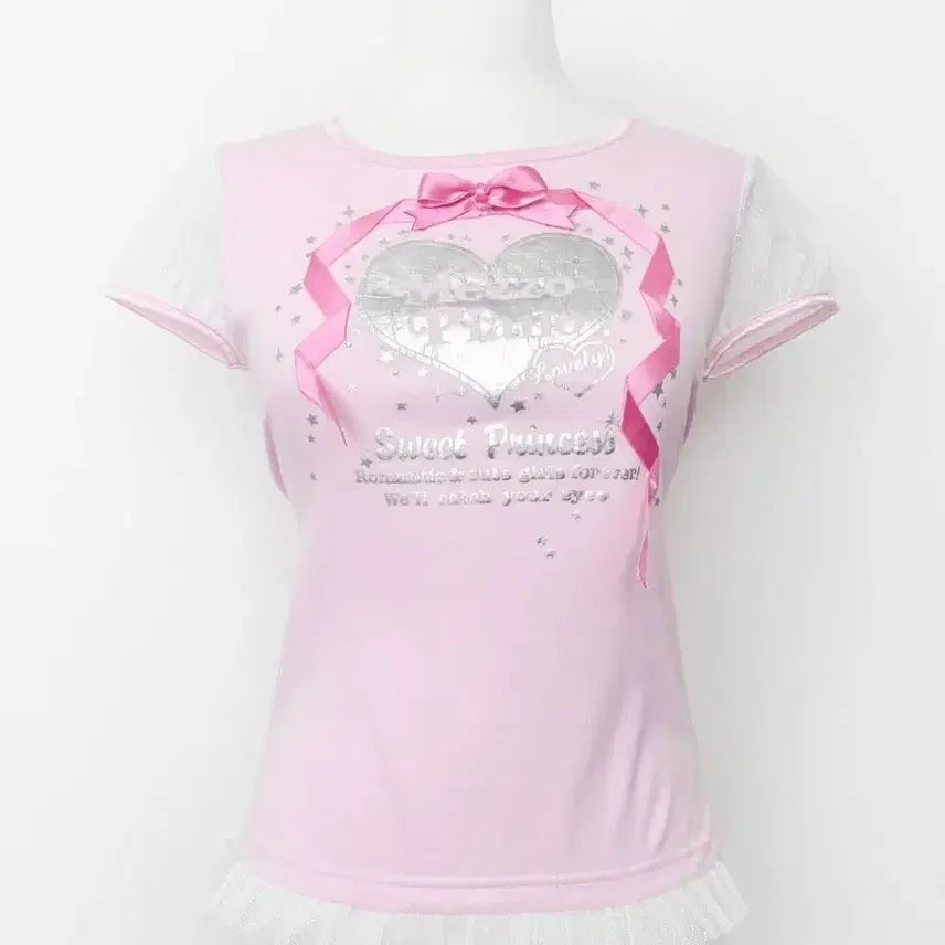 [BUNJANG] Mezzo Piano Heisei Gal Strawberry Milk Pink Short Sleeve T-Shirt / 일본빈티지 헤이세이 갸루 반팔 로걀탑 핑크 딸기우유 y2k 메조피아노