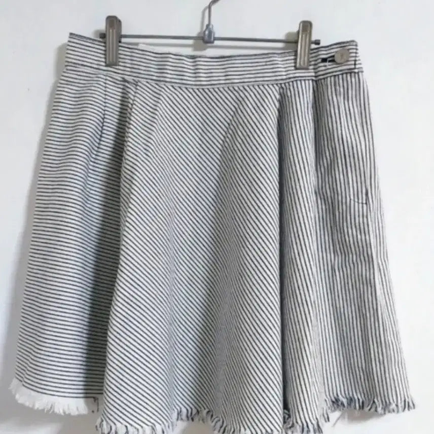[BUNJANG] Women's Striped Ruffle Cotton Skirt / 여성 스트라이프 캉캉 스커트 면스커트  치마