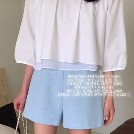 [BUNJANG] Wearerest Roa Tweed Pants Sky Blue M / [택0]웨어레스트 로아 트위드 팬츠 스카이 블루 M