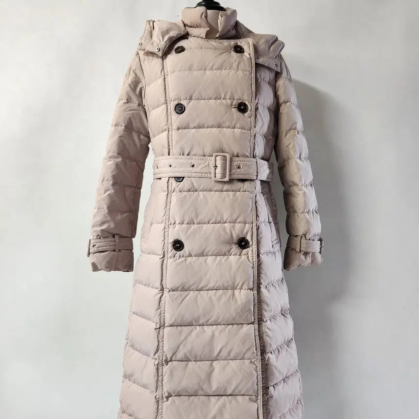 [BUNJANG] LIST Double-Button Hooded Long Down Padding with Belt - Women's Size 55 / 리스트 더블버튼 후드 롱 다운 패딩 (벨트 포함) 여성 55