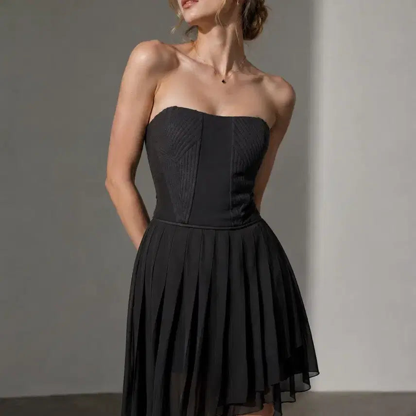 [BUNJANG] BCBG Max Azria "Reyna" Strapless Bustier Dress / BCBG 막스 아즈리아 블랙 "REYNA" 스트랩리스 뷔스티에 드레스