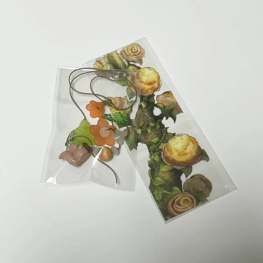 [BUNJANG] Squirrel and Flower Bookmark Set with Clear Bookmark / 꽃, 다람쥐 끈갈피+투명 책갈피 일괄판매
