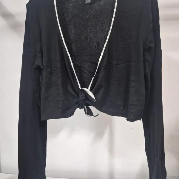 [BUNJANG] INC International Concepts Bolero Black Lace Trim Ribbon Detail Cardigan / INC 인터내셔널 컨셉트 볼레로 블랙