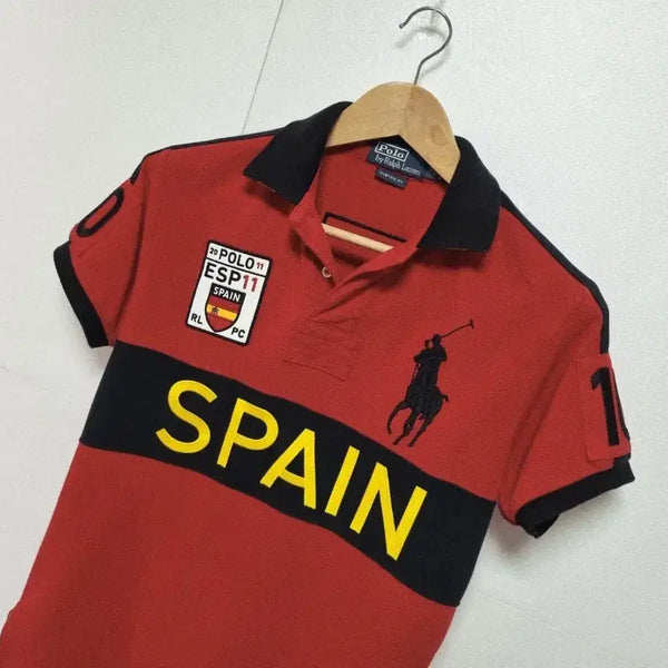 [BUNJANG] Polo Ralph Lauren Vintage Big Pony Spain Appliqué Pique Polo Shirt / 남성 폴로 빈티지 빅포니 치프키프 스페인 와펜 피케 PK 카라 반팔 티