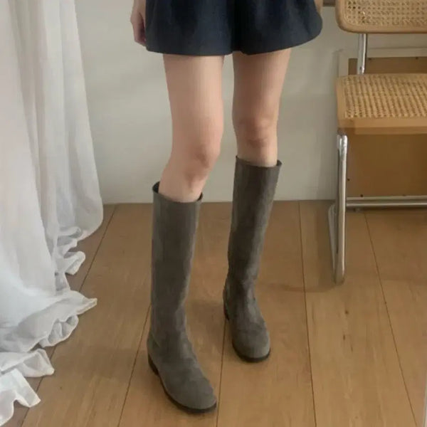 [BUNJANG] Le Havre Régale Nuana Ont Srum Wide Suede Long Boots Khaki Brown / 르아브르 레예 누아누아 온트 수름 와이드 스웨이드 롱 부츠 카키 브라운