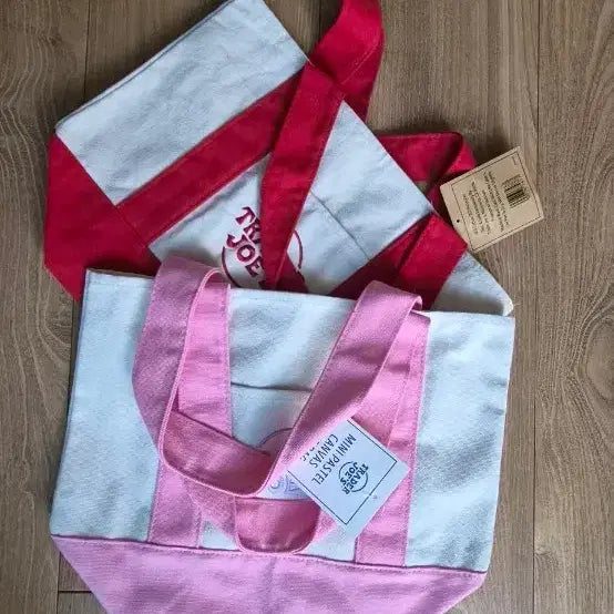[BUNJANG] Trader Joe's Mini Pastel Canvas Tote Bag Pink/Red / 트레이더 조 미니 파스텔 캔버스 토트백 핑크/레드