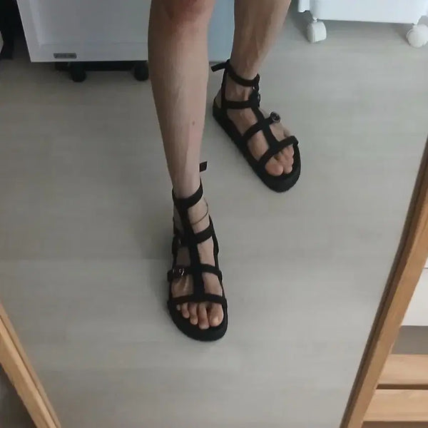 [BUNJANG] Black Strappy Heeled Sandals (240mm) / 샌들 240mm
