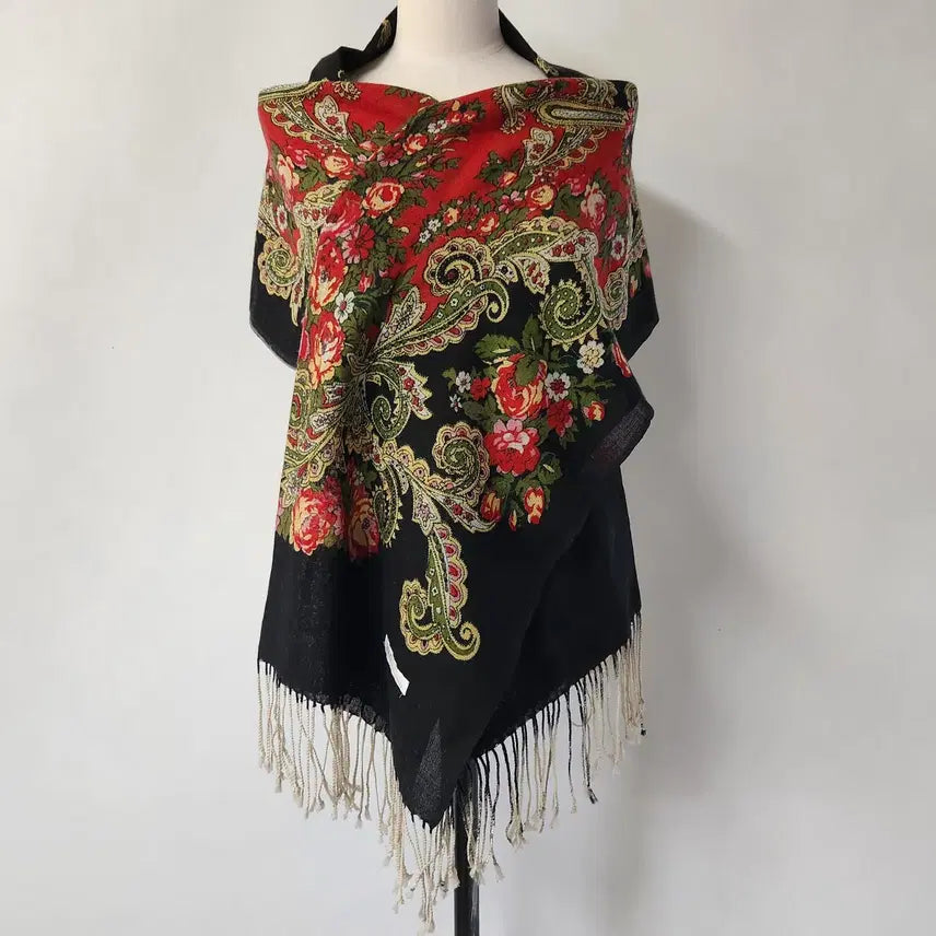 [BUNJANG] GSUS Paisley Flower Fringe Scarf / gsus 정품 페이즐리 플라워 프린지 스카프 머플러