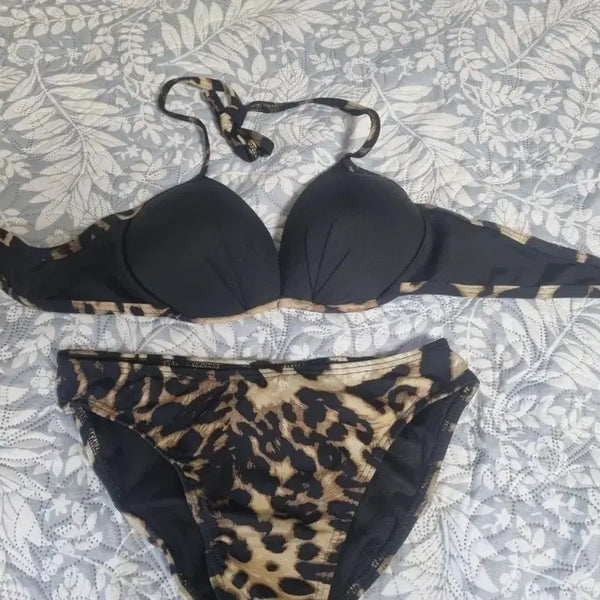 [BUNJANG] Leopard Print Black Bikini / 호피 무늬 블랙 비키니