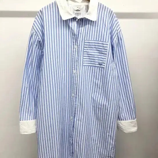 [BUNJANG] Adidas Stripe Shirt Dress White Collar / 아디다스 스트라이프 셔츠 원피스 화이트 카라