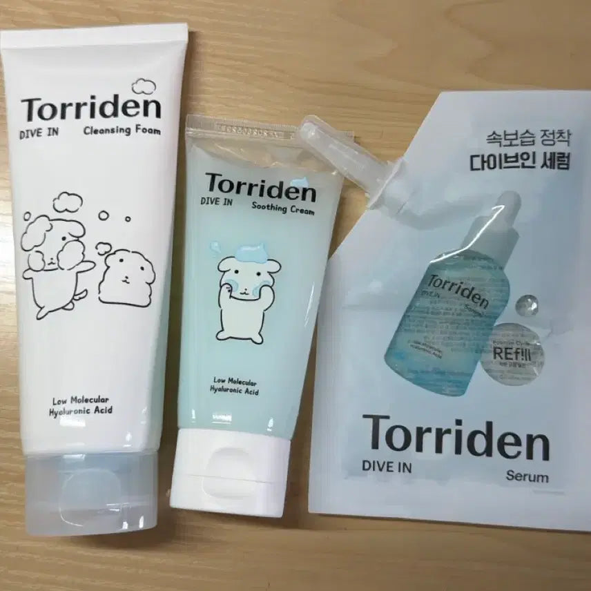 [BUNJANG] Torriden Hyaluronic Acid Cleansing Foam, Soothing Cream, and Serum Refill Bundle Set / 토리든 클렌징폼, 히알루로산 수딩크림, 세럼 리필용 일괄판매