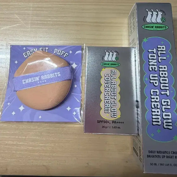 [BUNJANG] Chasing Rabbit Cover Cream + Tone Up Cream + Puff Bundle Set / 체이싱래빗 미사용 커버크림+톤업크림+퍼프 일괄판매