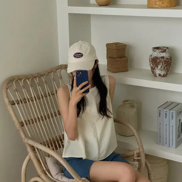 [BUNJANG] Nylon Sleeveless Top / 나일론 뒷트임 민소매 나시