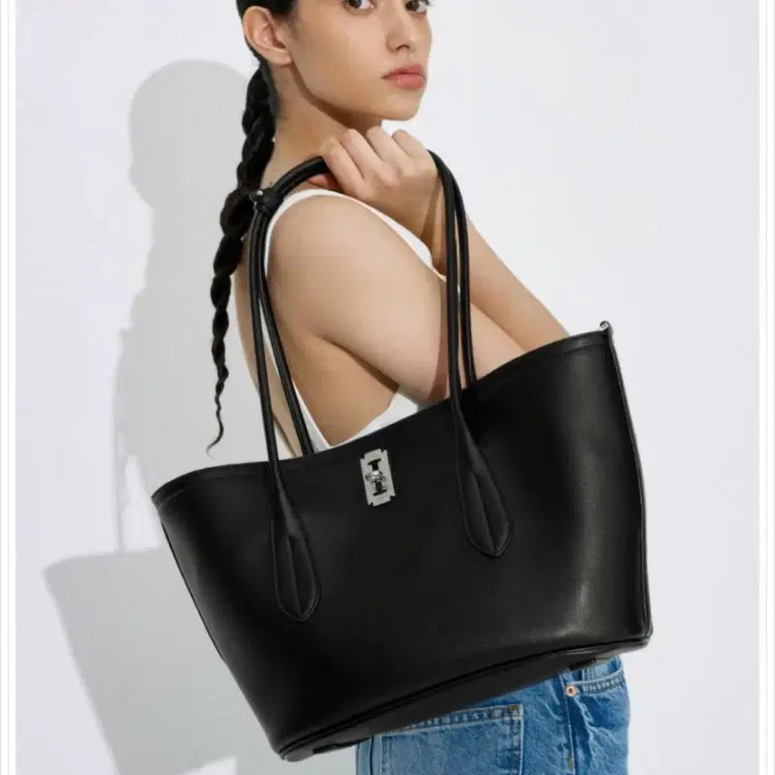 [BUNJANG] VERRNO PILOTA Leather Shopper Large Black with Inner Bag / 분크 필로타 레더 쇼퍼 라지  블랙 +이너백 포함