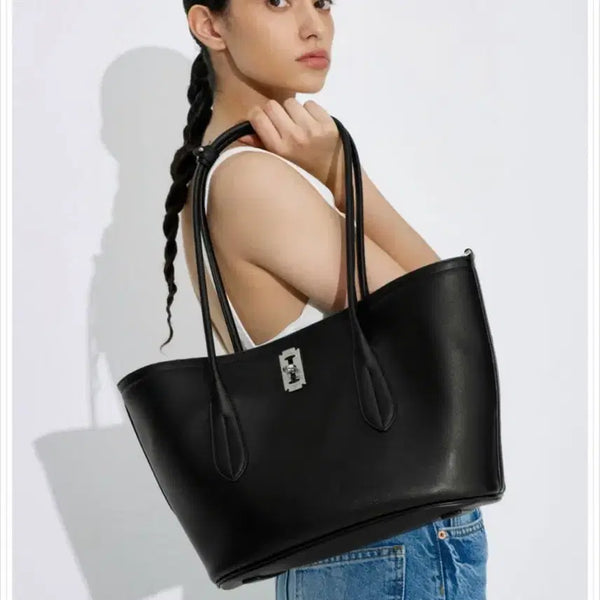 [BUNJANG] VERRNO PILOTA Leather Shopper Large Black with Inner Bag / 분크 필로타 레더 쇼퍼 라지  블랙 +이너백 포함
