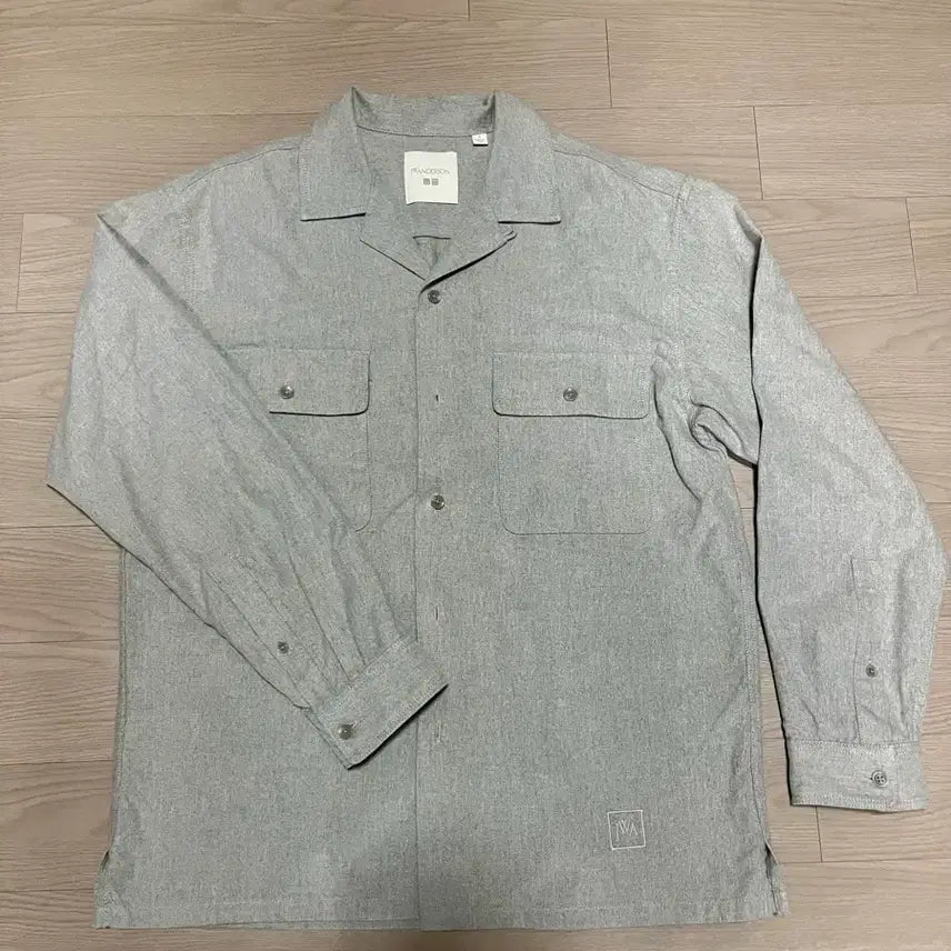 [BUNJANG] Uniqlo Brushed Cotton Open Collar Oversized Shirt - Grey (S) / 유니클로 브러시드 코튼 오픈칼라 오버사이즈 셔츠 그레이 S