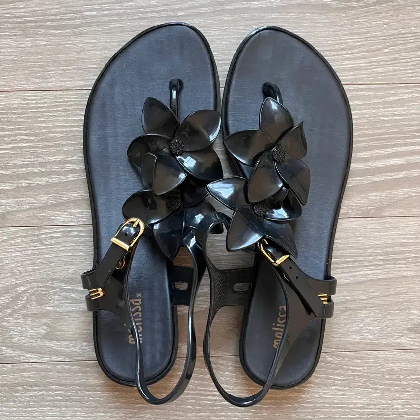 [BUNJANG] Melissa Flower Jelly Flat Sandals / 멜리사 플라워 젤리 플랫샌들 쪼리 블랙