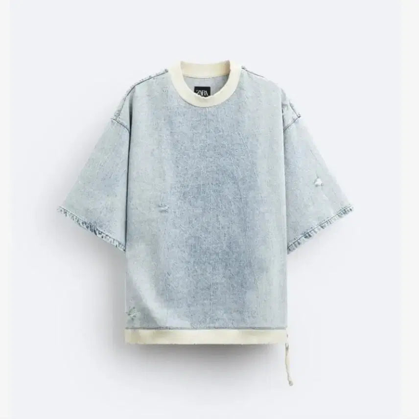 [BUNJANG] ZARA Denim Oversized Short Sleeve T-Shirt / 세일!!! ZARA) 데님 오버핏 반팔 티셔츠