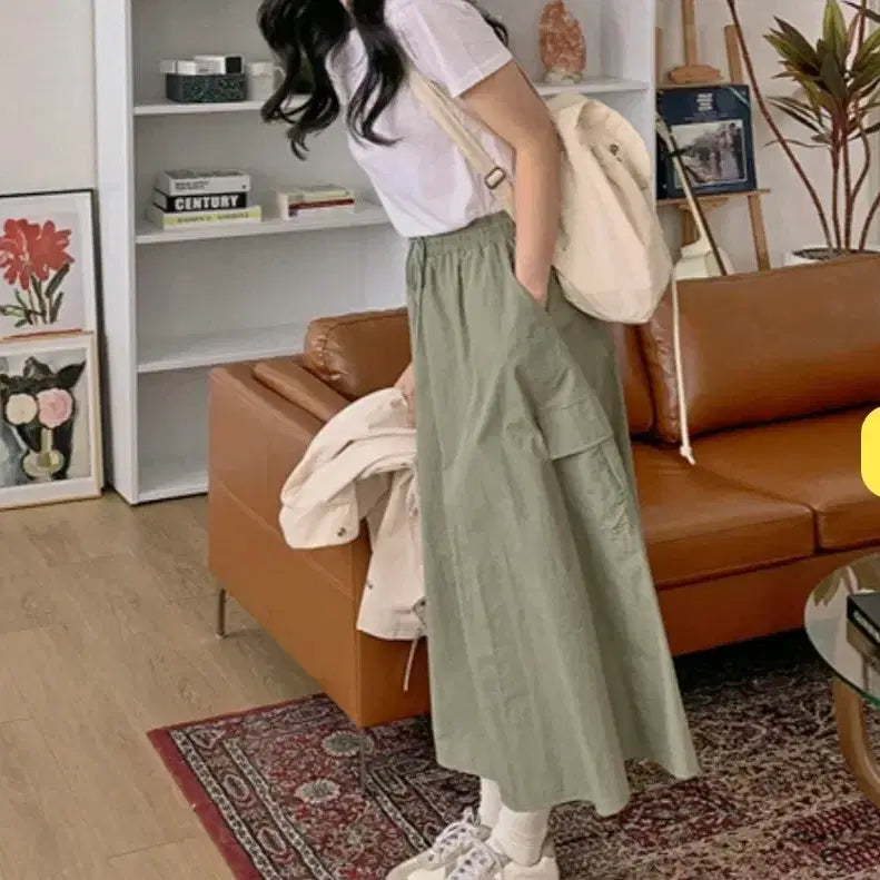 [BUNJANG] Hotping Cargo Banding Long Skirt Beige S-M / hotping  핫핑 카고바스락 롱 구랩밴딩스커트 F 이나 xs~m