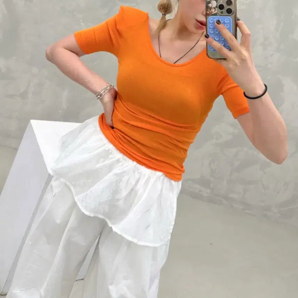 [BUNJANG] 2 Color Reversible T-Shirt (Orange, Sky Blue) / <미착용 새상품> 진바니 개말라 양면 티셔츠 <주황,소라>