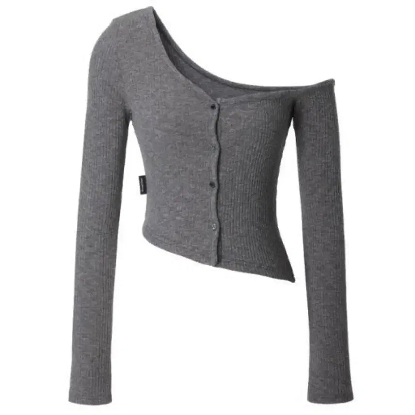 [BUNJANG] Threetimes One-Shoulder Button Tee Melange Grey / Threetimes One-Shoulder Button T