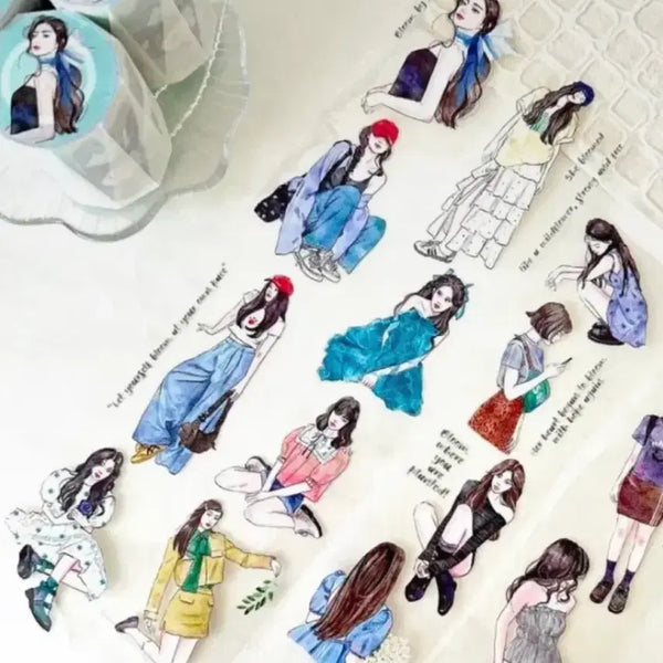 [BUNJANG] ByUmi Character Sticker Tape 1 Cycle / [마테] 바이유미 인물 스티커 1cycle  (5.5cm X 100cm)
