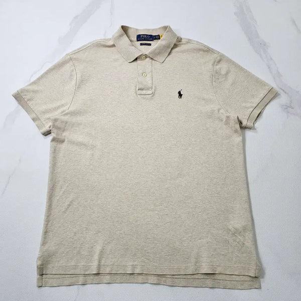 [BUNJANG] Polo Ralph Lauren Custom Slim Fit Short Sleeve Polo T-Shirt Beige / [QR정품] 폴로 랄프로렌 반팔 카라티 베이지 100