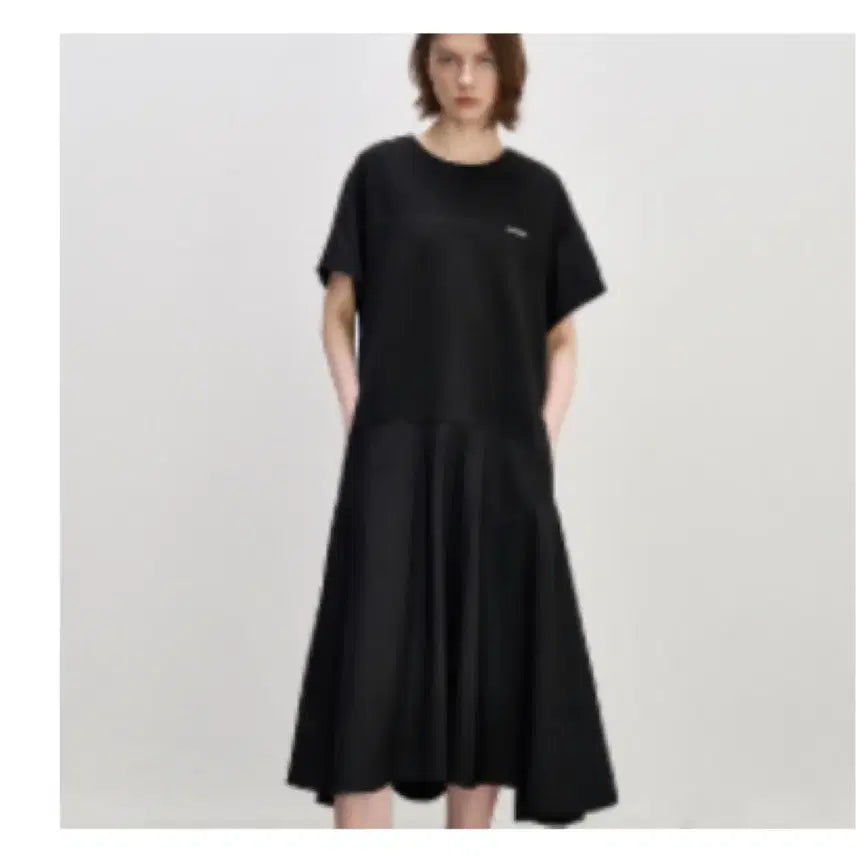 [BUNJANG] System Texture Block Flare One-Piece Dress / 시스템 텍스처 블럭 플레어 원피스