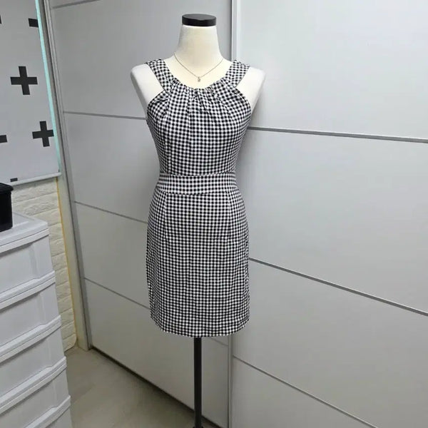 [BUNJANG] Sleeveless Checkered Mini Dress / (새제품)체크 패턴 민소매 원피스