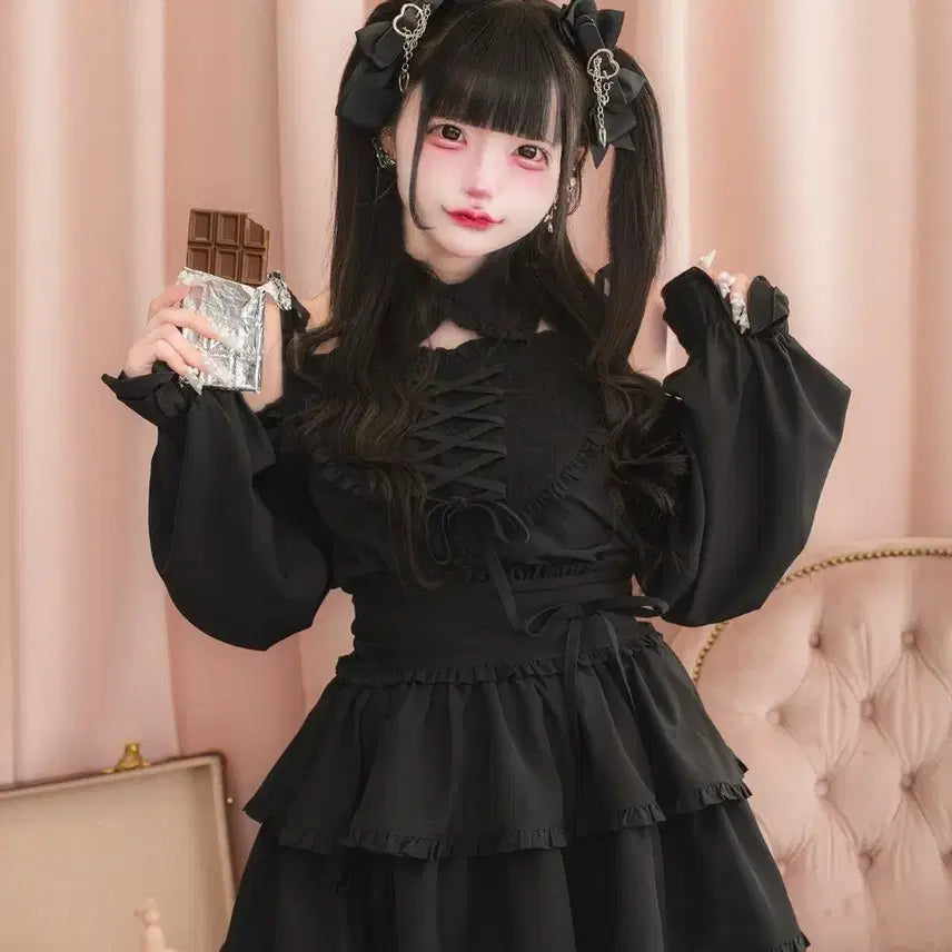 [BUNJANG] Nyangi Valentine Blouse Skirt Set / 냥미 발렌타인 블라우스 스커트